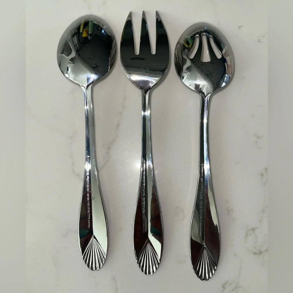 Heritage Mint LTD. 18/10 Stainless SERVING SET‎ Spoons and Fork Set of 3